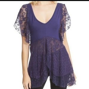 Free people lace flowy tunic top medium